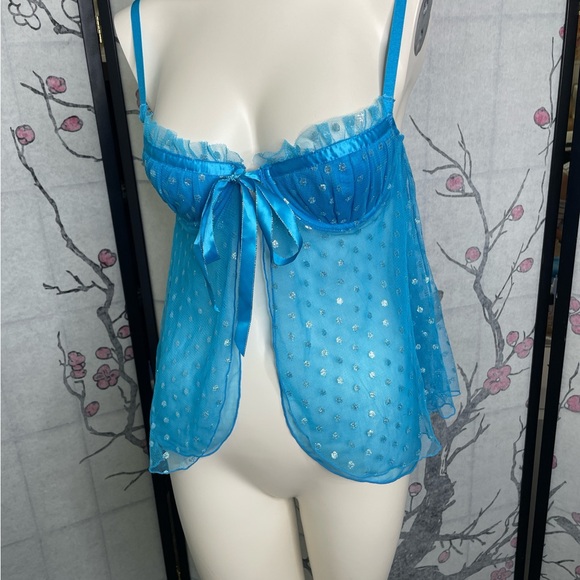 Victoria Secret Blue Sheer Babydoll Lingerie - Picture 1 of 4